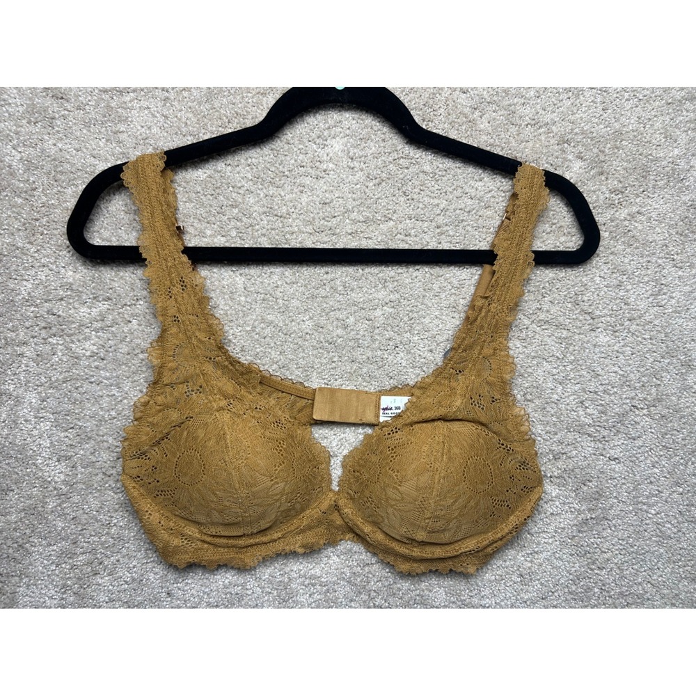 Aerie Real Good Wireless Lace Bralette Bra Tan Brown‎ 36B